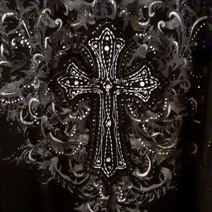 Black embellished tank with studs cross and lace